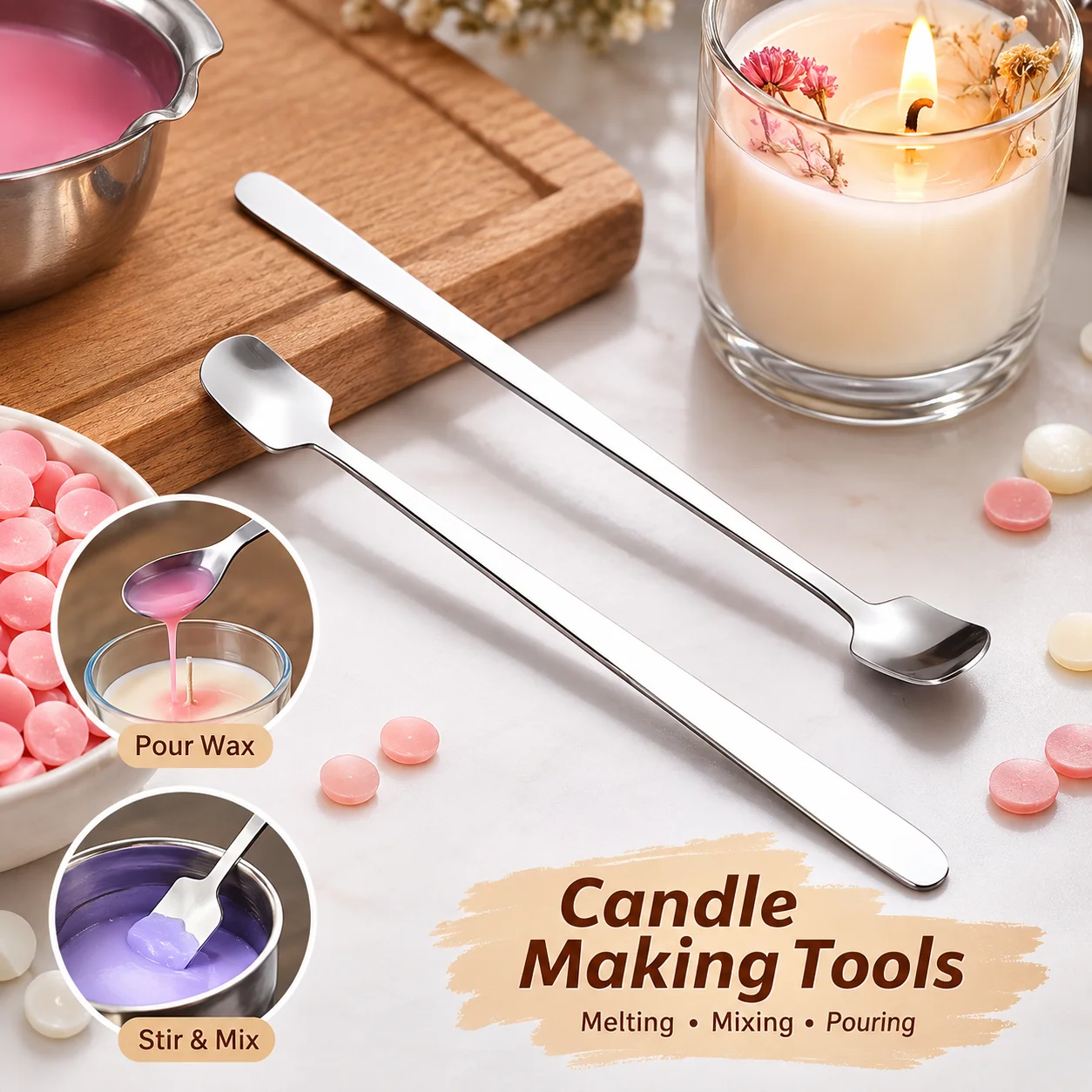 Candle Supplies Kit - 1/2 STUKS RVS Kaarsenmaak Lepelset Lange